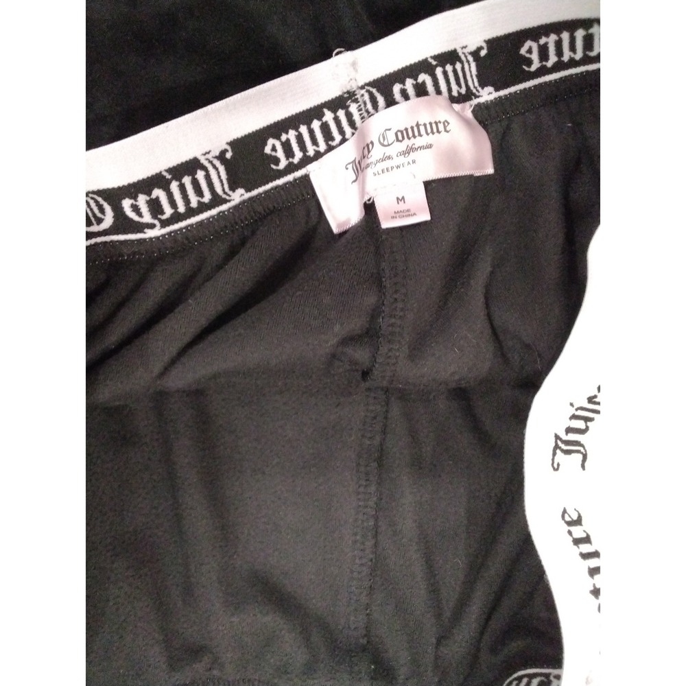 Juicy Couture Black Velour Shorts Rhinestone Logo Elastic Waist Women's M - Picture 4 of 4